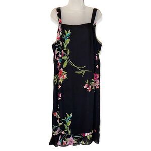 Mint Julep Black Floral Square Neckline Dress 2X
